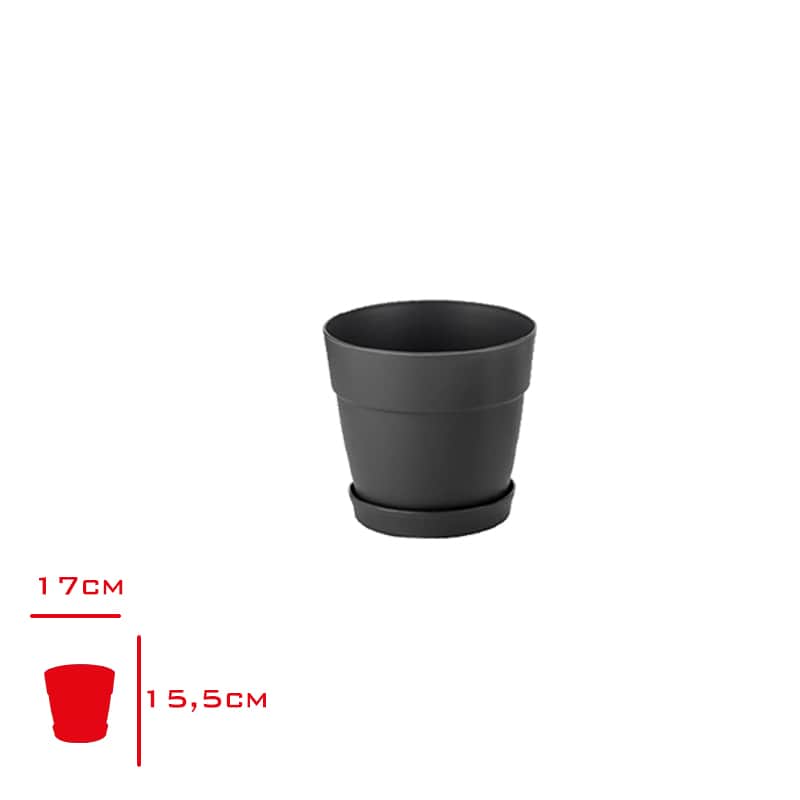Poliwork Manolya Basic Antrasit Saksı 17 cm