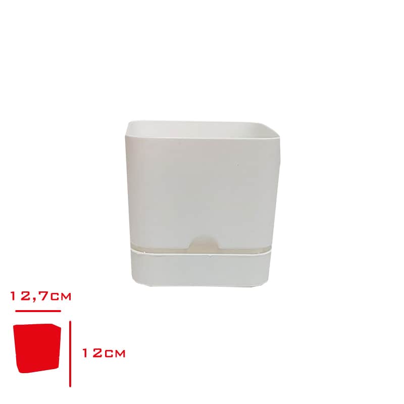 Poliwork Begonya Kare Beyaz Saksı 13 cm