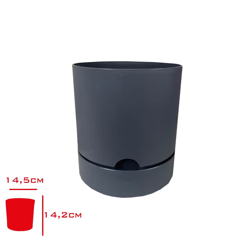 Poliwork Begonya Saksı 15 cm Antrasit
