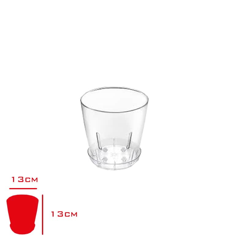 Poliwork Vanda Orkide Saksısı Tabaklıklı 13 cm Transparan