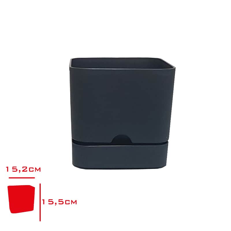 Poliwork Begonya Kare Saksı 16 Cm Antrasit
