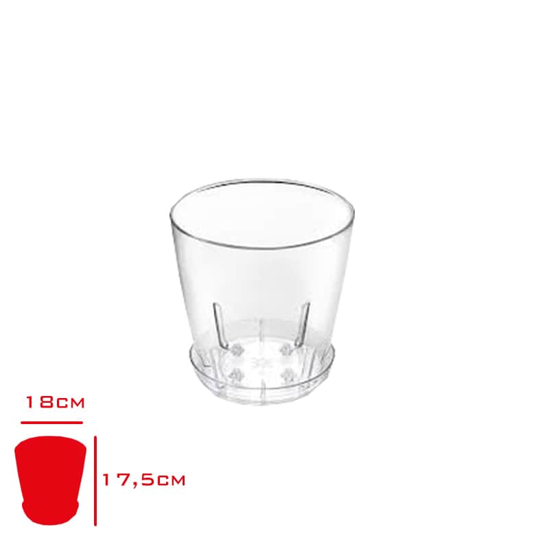 Poliwork Vanda Orkide Saksısı Tabaklıklı 18 cm Transparan