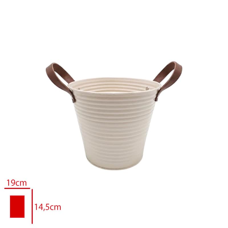 Leva Deri Kulplu Metal Saksı 12 cm