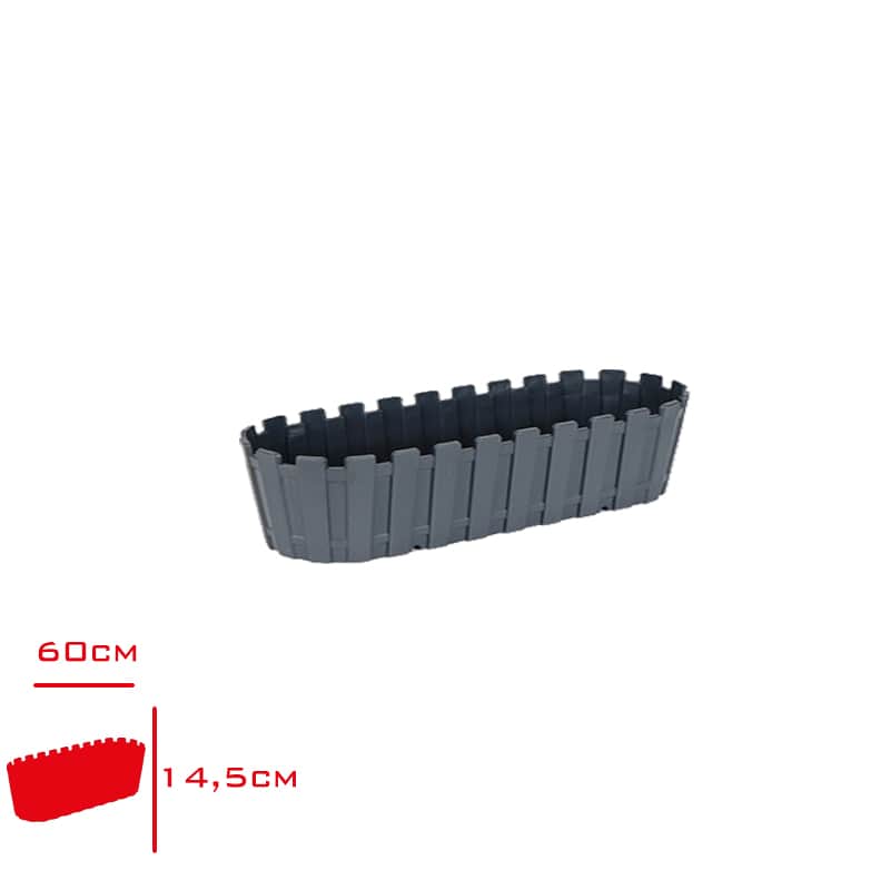 Poliwork Akasya Balkon Saksı 60 cm Antrasit