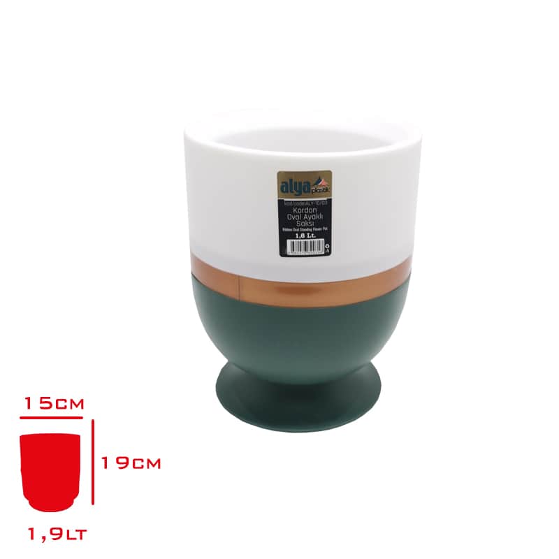 Alya Kordon Oval Ayaklı Yuvarlak Saksı 1,6 Lt