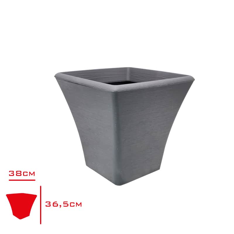 Poliwork Begonvil Kare Saksı 38 cm Antrasit