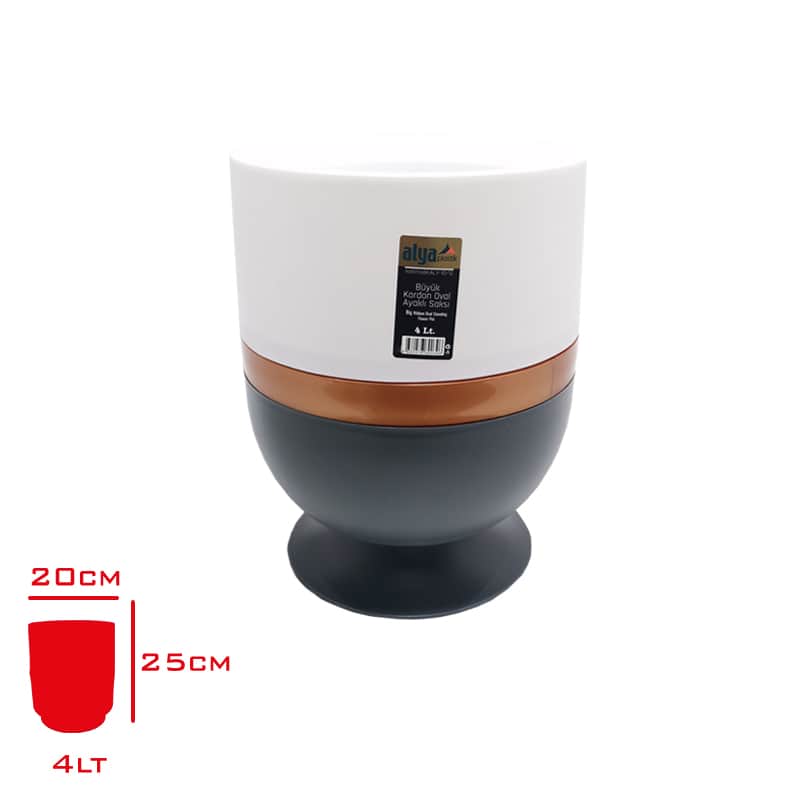 Alya Kordon Oval Ayaklı Büyük Saksı 4 Lt