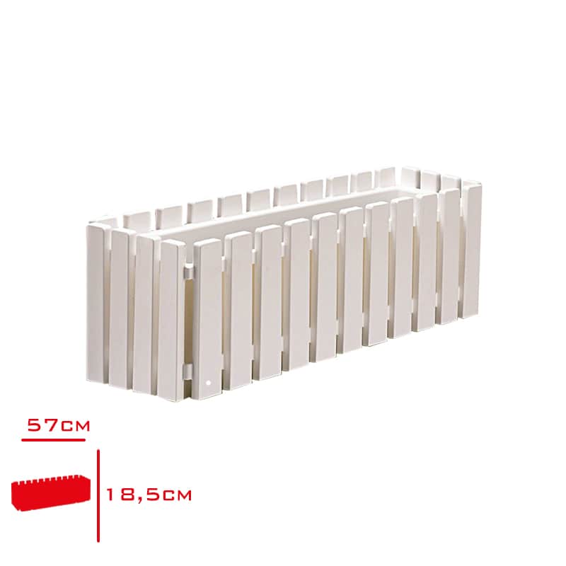 Poliwork Akasya Çit Balkon Saksısı 60 cm Beyaz