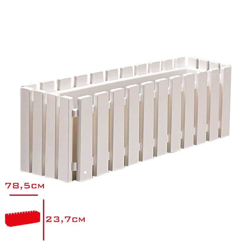 Poliwork Akasya Çit Balkon Saksı 80 cm Beyaz