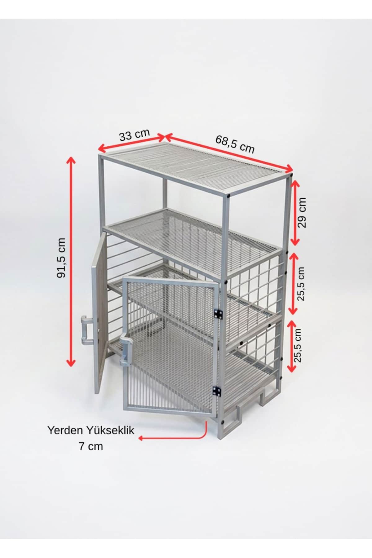 4 Raflı 2 Kapaklı Metal Çok Amaçlı Dolap ve Düzenleyici