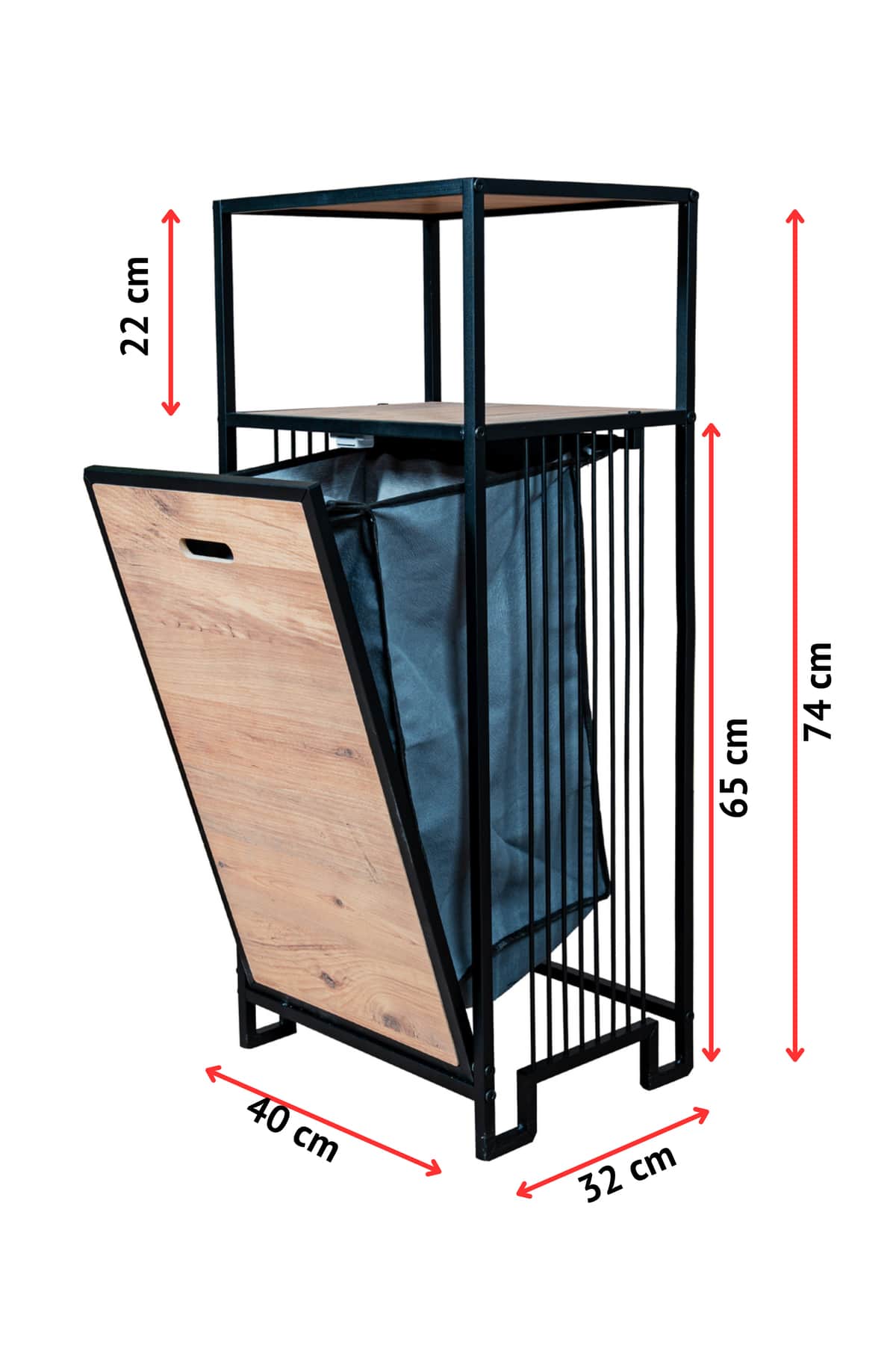 2 Raflı Metal Kirli Sepetli Çok Amaçlı Banyo Düzenleyici