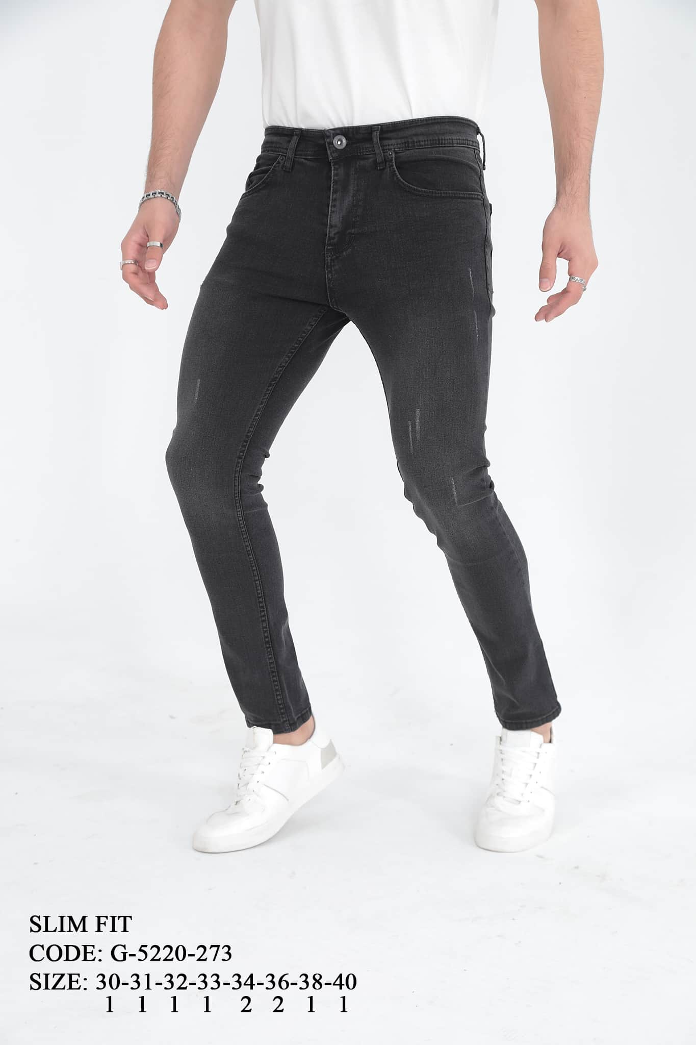 D'Vision Slim Fit Erkek Kot Pantolon Siyah Taşlamalı Jean G5220273
