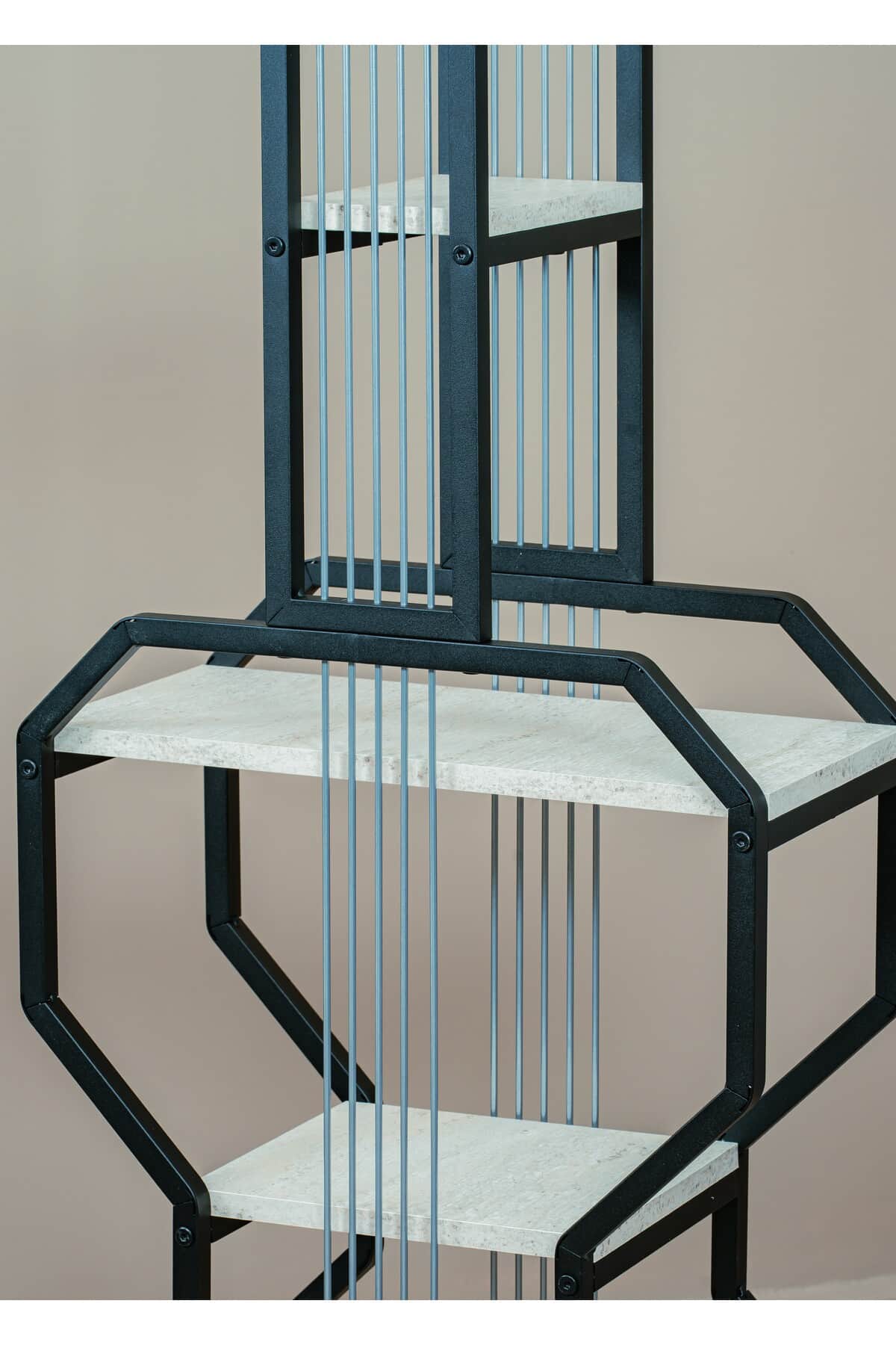 Traverten 6 Raflı Gitar Ünite Dekoratif Kitaplık 56 x 169 cm