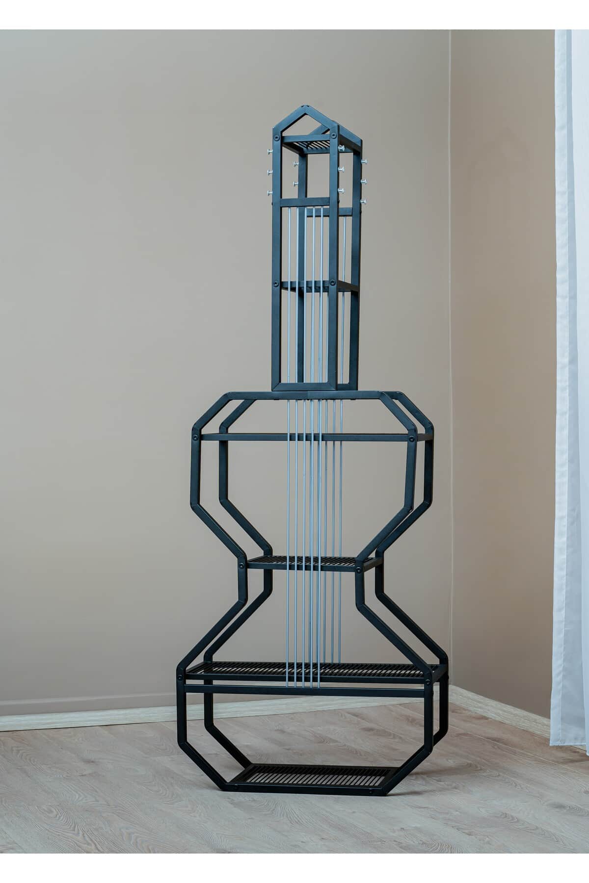 6 Raflı Gitar Ünite Çok Amaçlı Dekoratif Kitaplık 56 x 169 cm