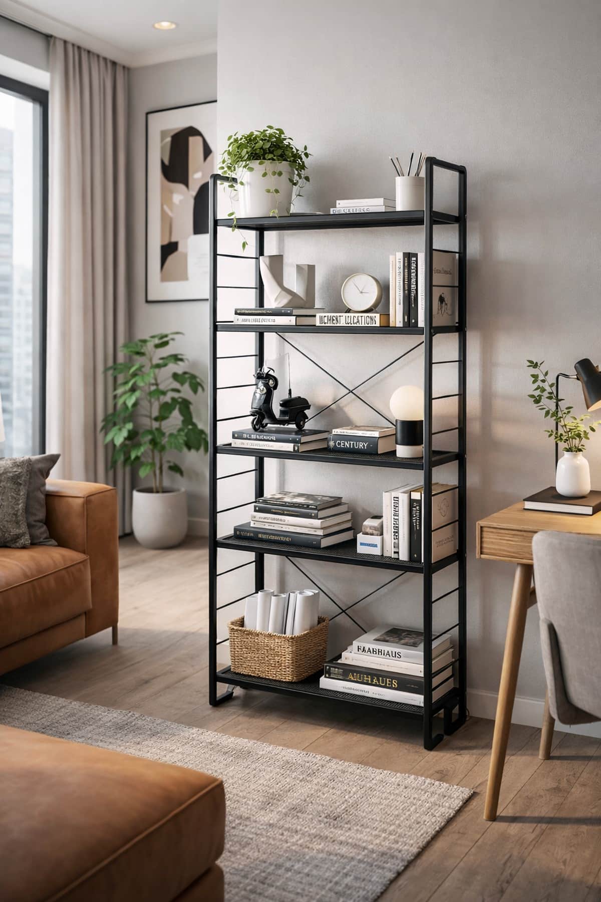 5 Katlı Metal Kitaplık, Çok Amaçlı Dekoratif Düzenleyici