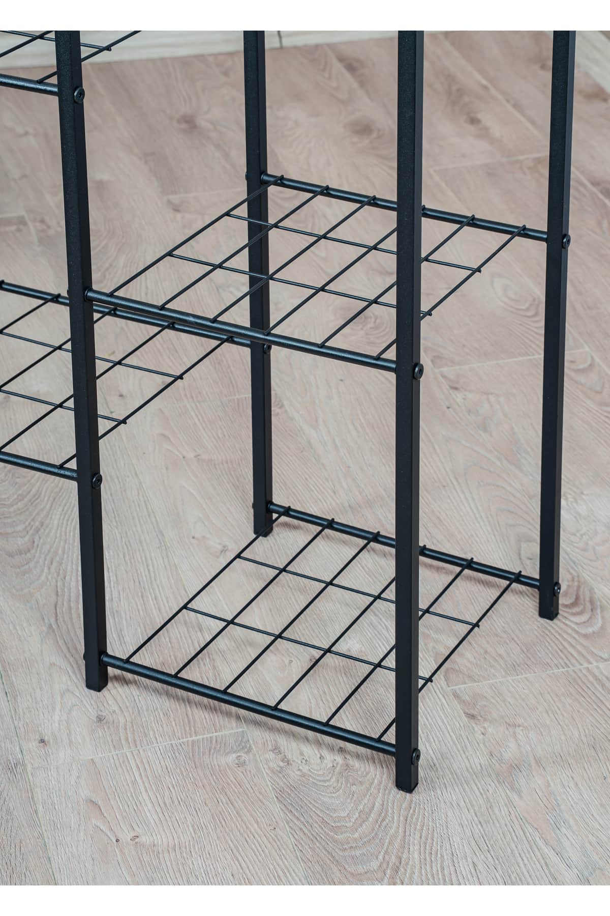 Garden 8 Raflı Siyah Metal Saksılık ve Bitki Düzenleyici