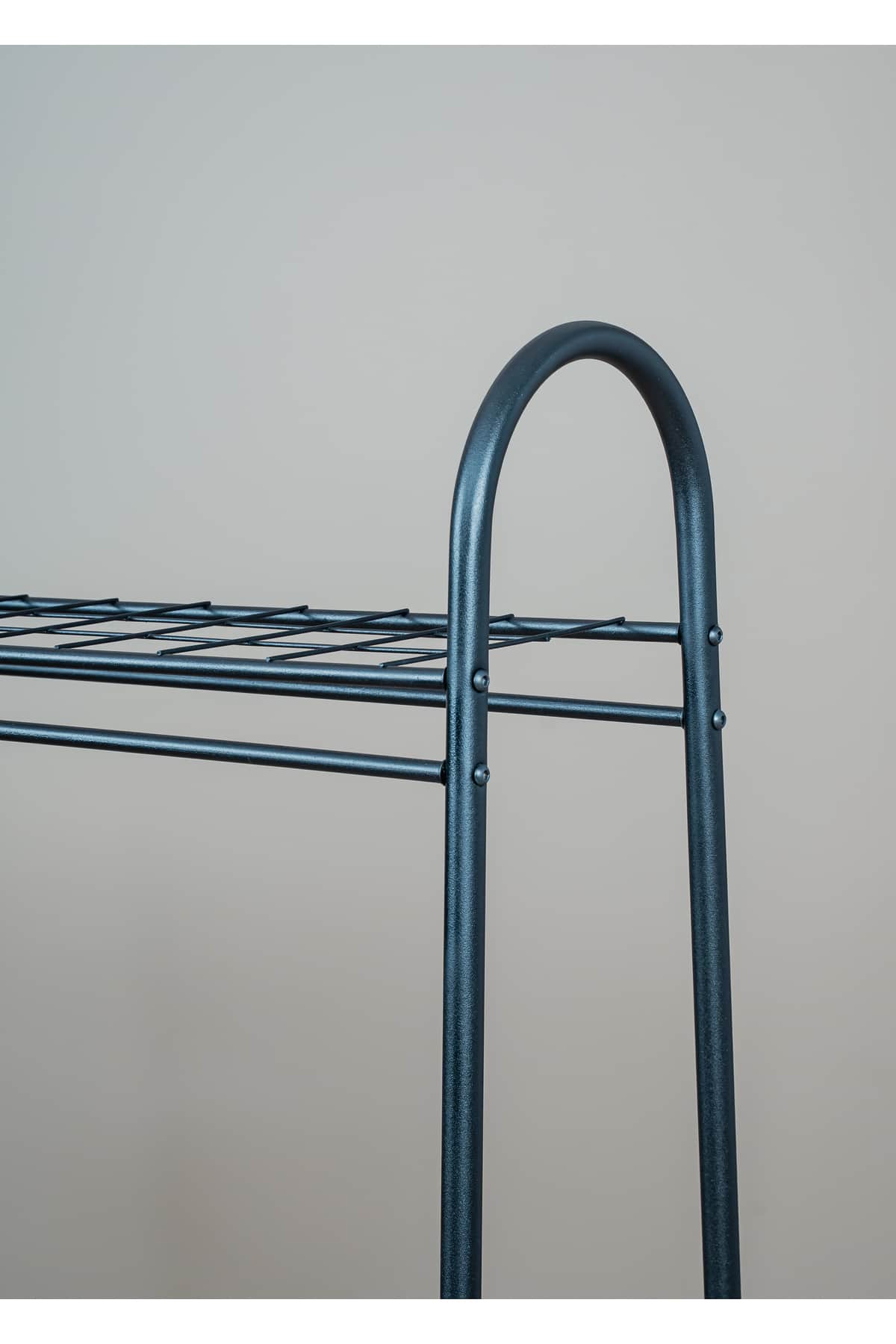 Elite 2 Siyah Metal Raflı Ayaklı Elbise Askılığı 87x137 cm