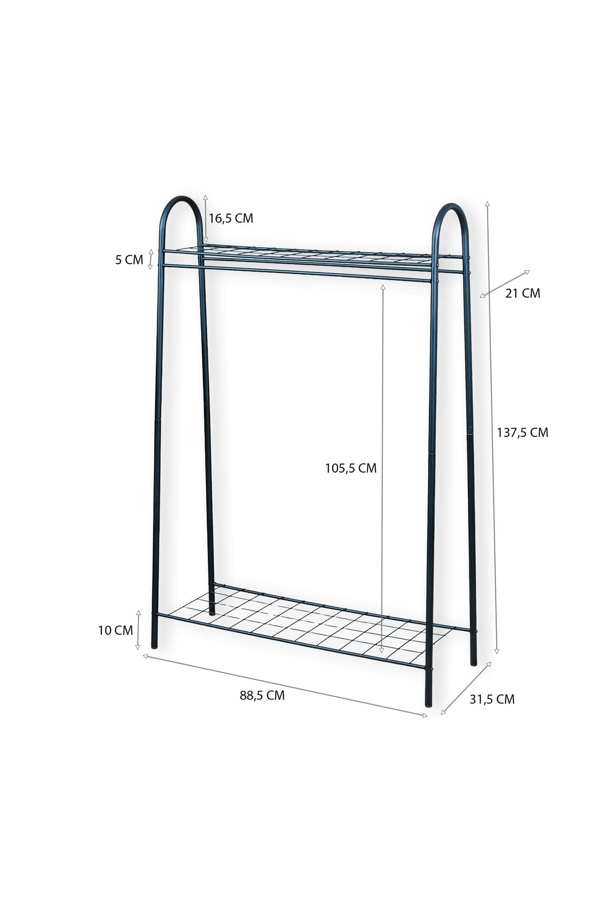Elite 2 Beyaz Metal Raflı Ayaklı Elbise Askılığı 88x137 cm