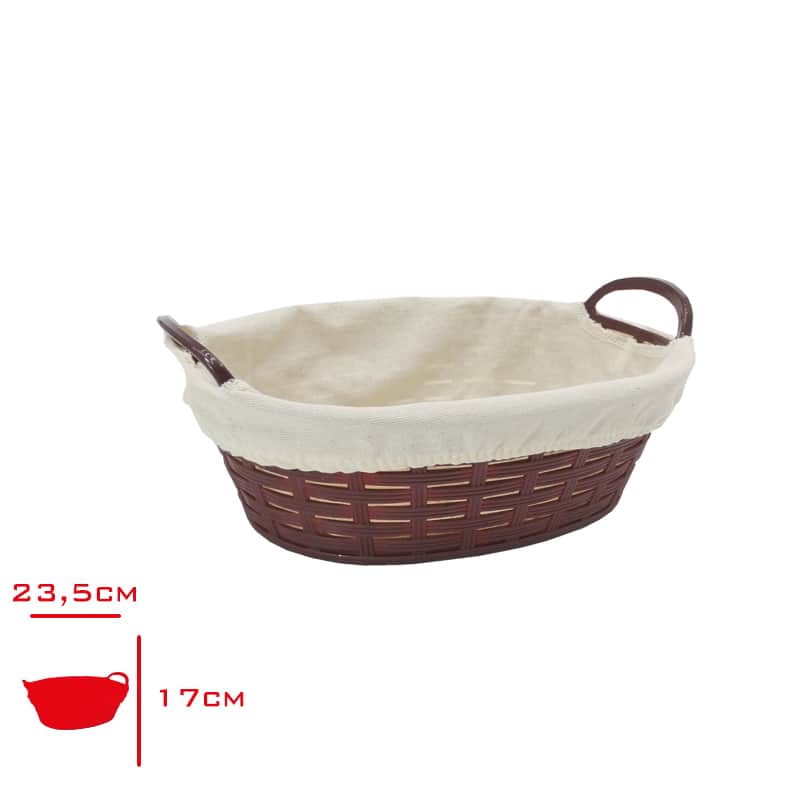 Hasır Desenli Oval Bezli Ekmek Sepeti 24 Cm