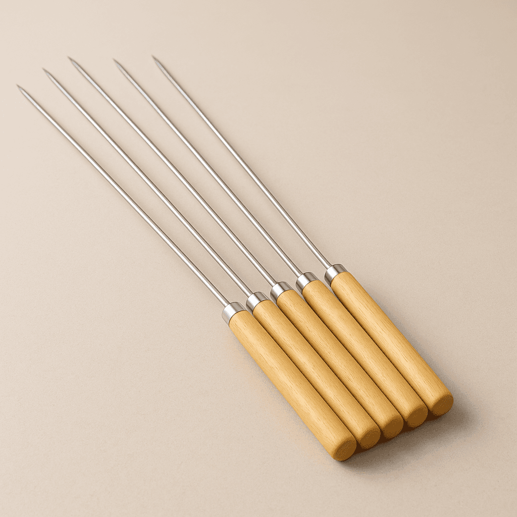 Ahşap Saplı Yuvarlak Barbekü Şiş 6'lı 32x1,8 cm