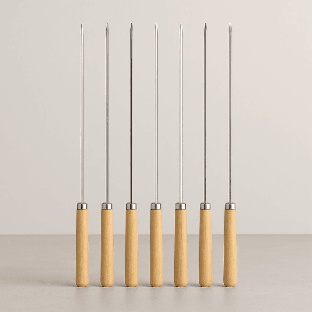 Ahşap Saplı Yuvarlak Barbekü Şiş 6'lı 32x1,8 cm