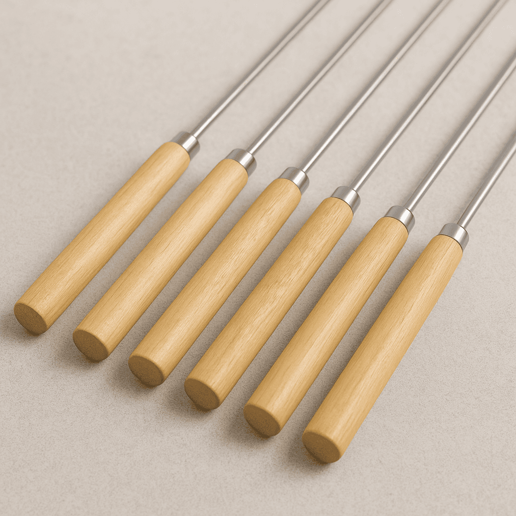 Ahşap Saplı Yuvarlak Barbekü Şiş 6'lı 32x1,8 cm