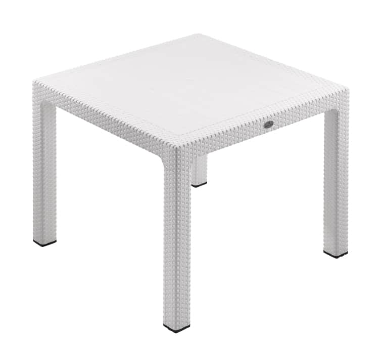 Classi Rattan Masa 90x90 cm Camsız Beyaz