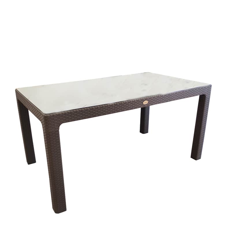 90x150 cm Camlı Rattan Masa Antrasit Kahve Cappuccino