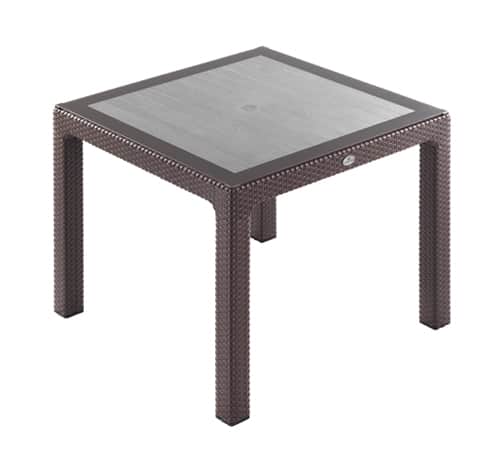 90x90 cm Camlı Kahverengi Rattan Masa