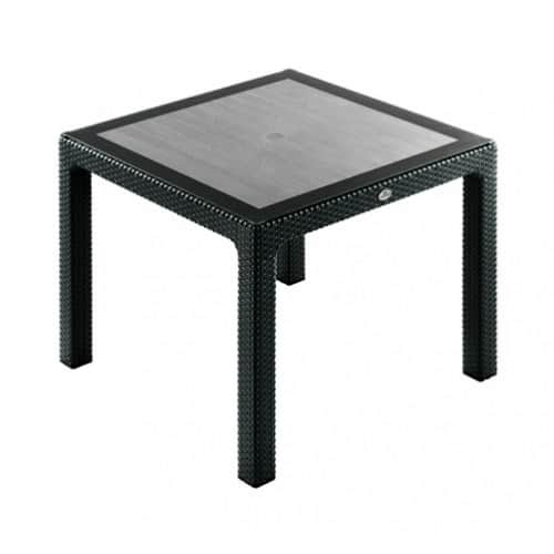 90x90 cm Camlı Antrasit Rattan Masa
