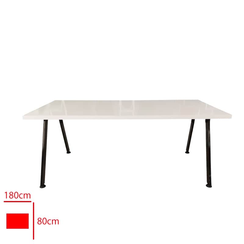 Compact Toplantı Masası 80x180 cm Sabit Metal Ayaklı