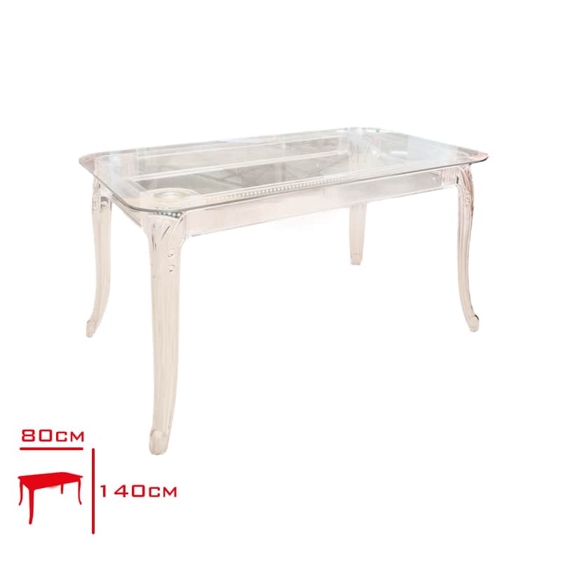 Floria Camlı Şeffaf Masa 80x140 cm
