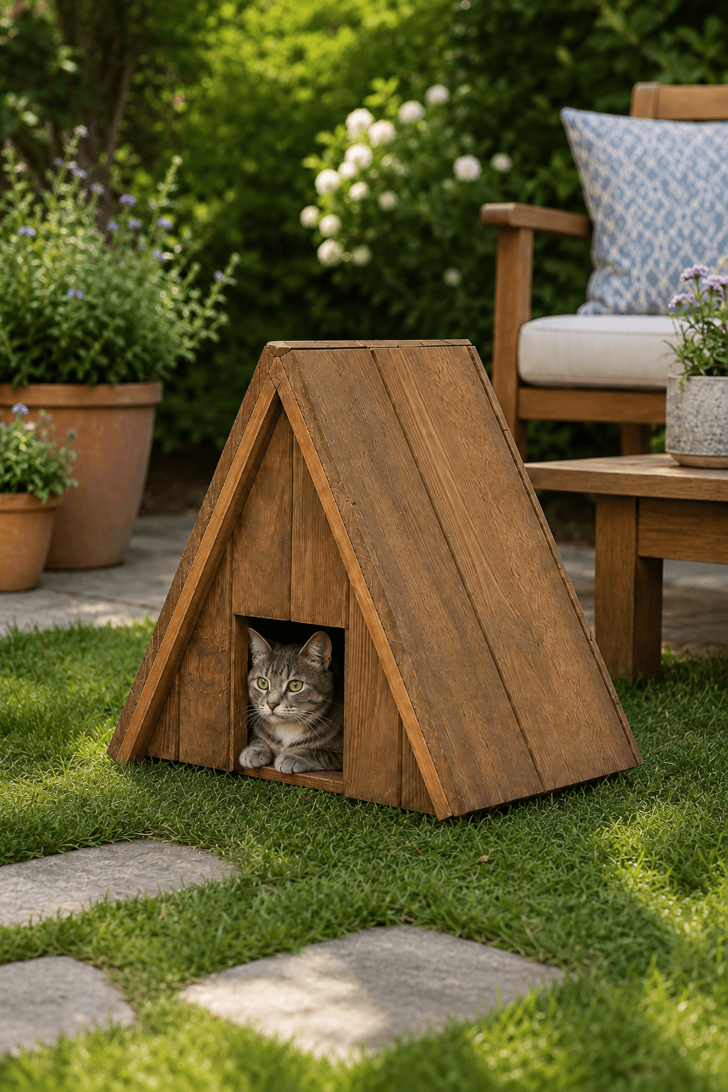 Ahşap Rustik Kedi Evi Pati Yuvası