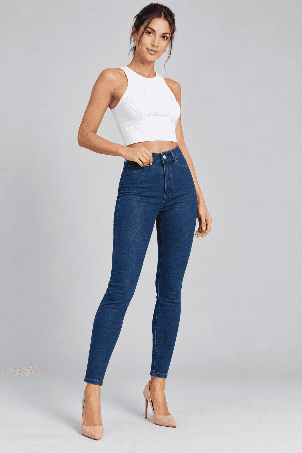 Lacivert Comfort Ön Cepsiz Likralı Skinny Jean