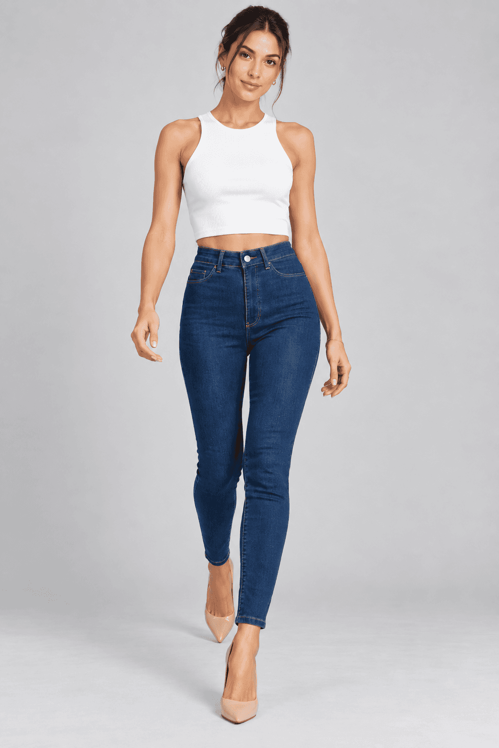 Lacivert Comfort Ön Cepsiz Likralı Skinny Jean