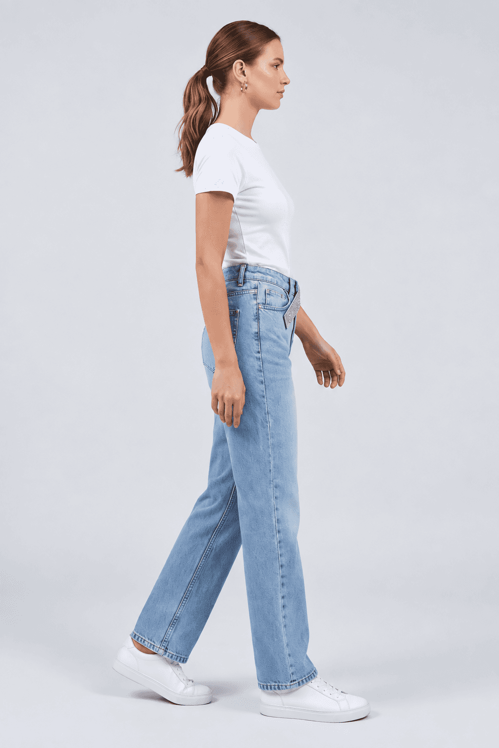 Taş Kemer Detaylı Buz Kar Straight Fit Jean