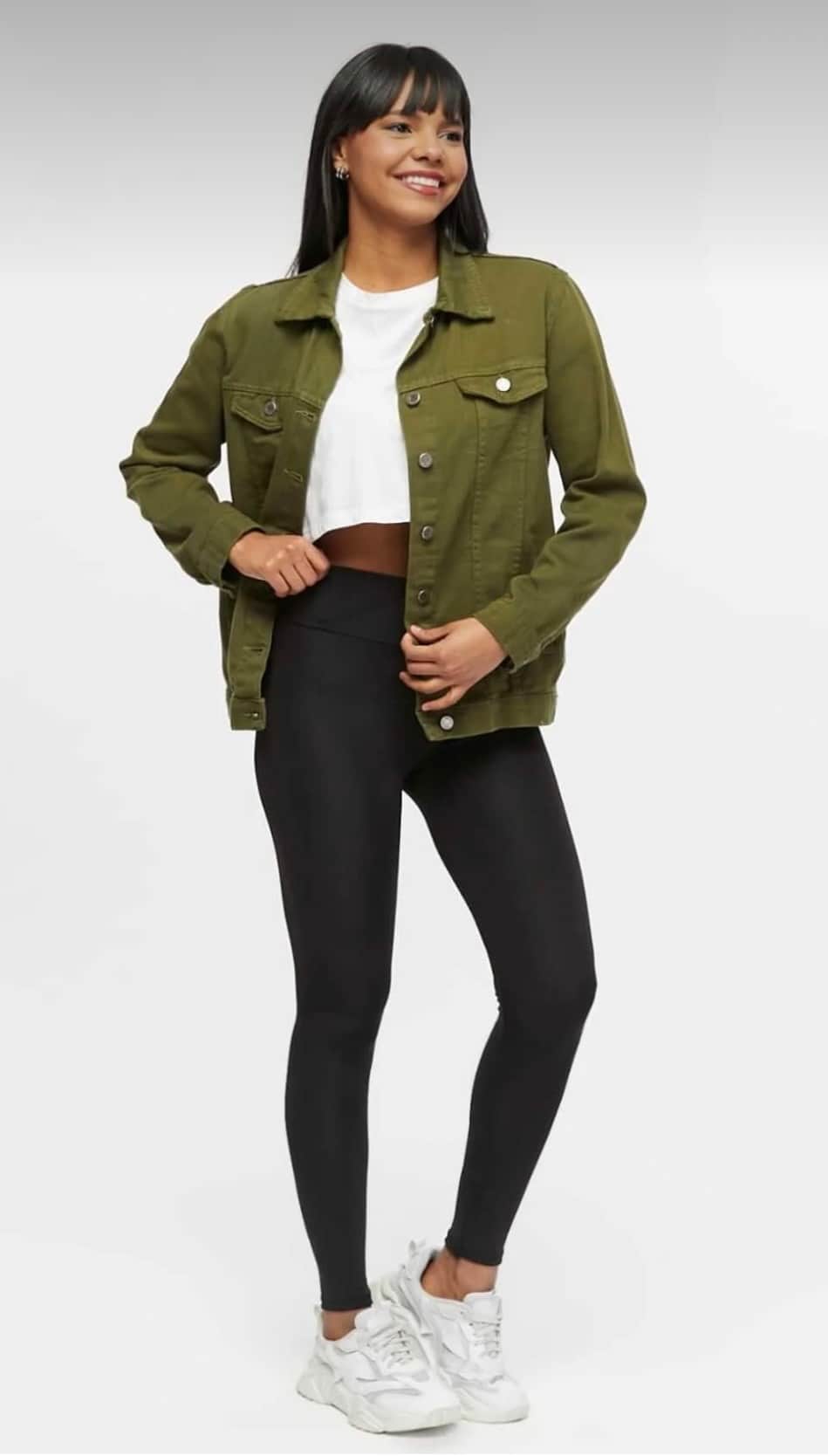 Çift Cepli Haki Boyfriend Kadın Gabardin Ceket