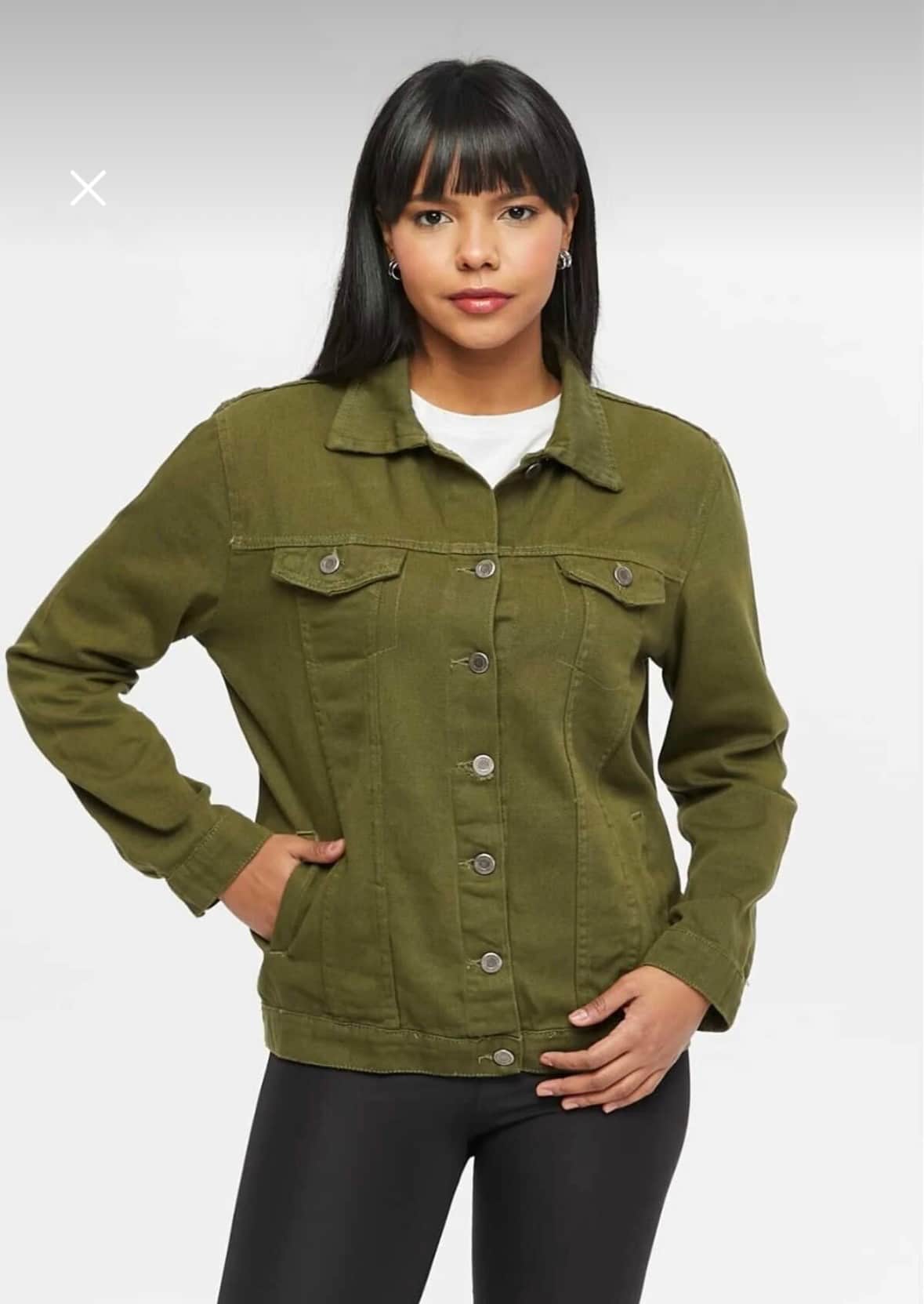 Çift Cepli Haki Boyfriend Kadın Gabardin Ceket