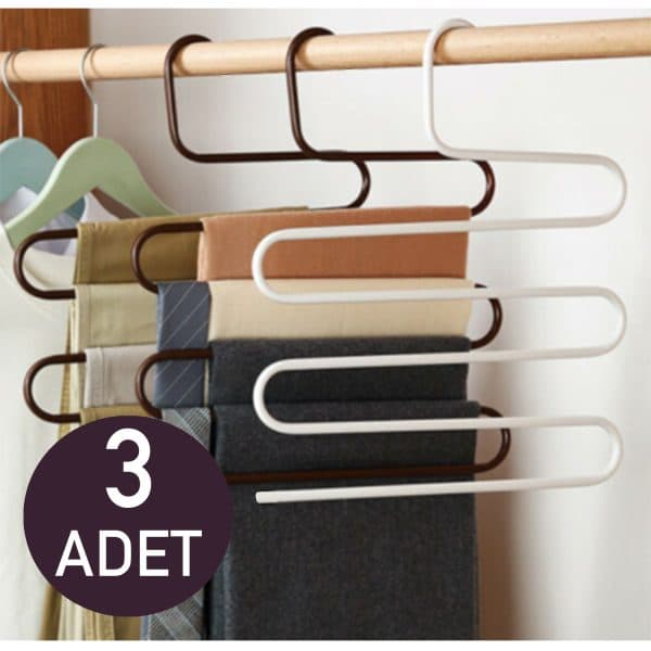 3 Adet Metal Elbise Pantolon Askısı 6009 - Görsel 1