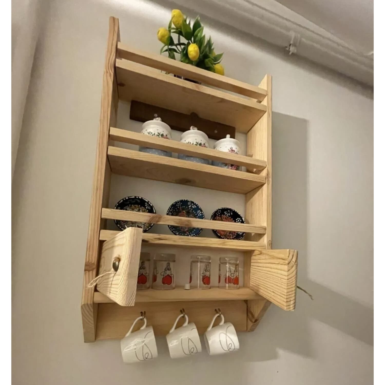 Ahşap Baharatlık Duvar Rafı Dolap 6090 - Görsel 2