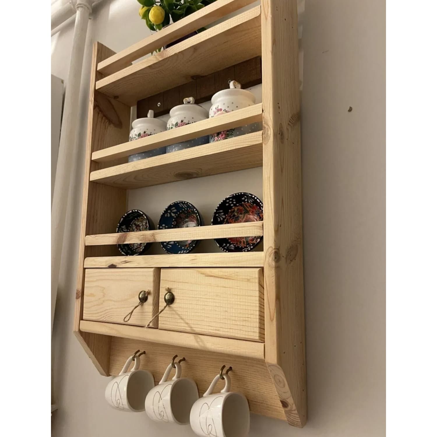 Ahşap Baharatlık Duvar Rafı Dolap 6090 - Görsel 3