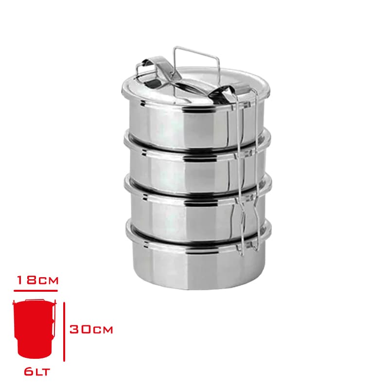 Çelik Isıtılabilir 4lü Vidalı 6 Litre Sefer Tası - Görsel 2