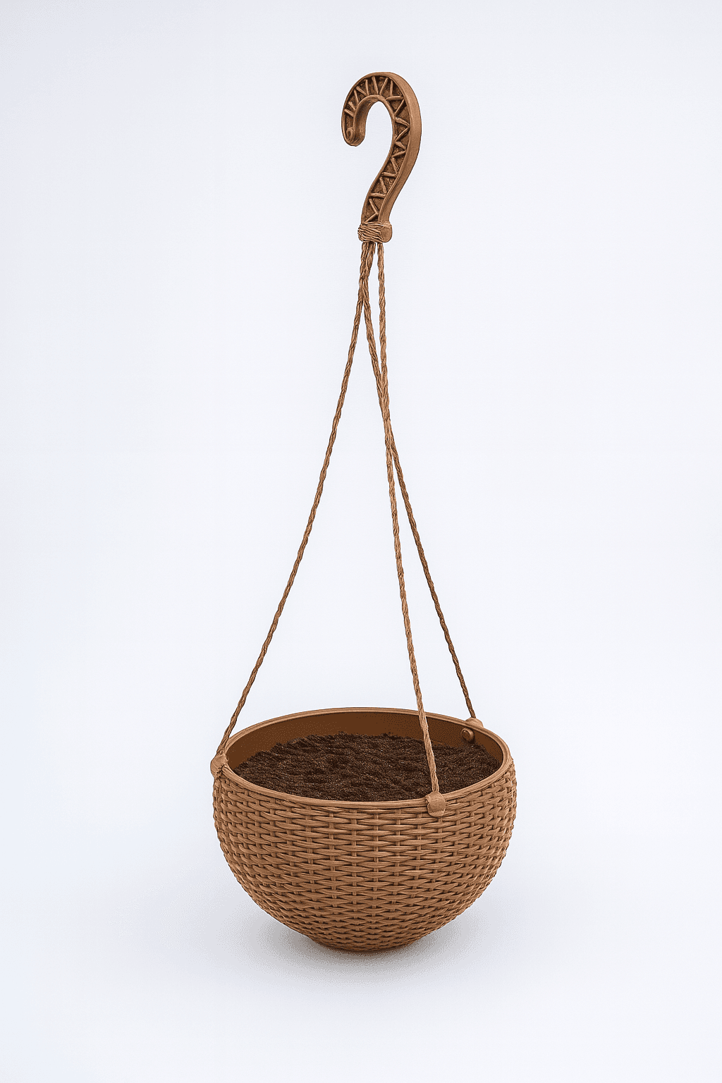Vovikon Rattan Makrome Naturel Küçük Boy Askılı Saksı