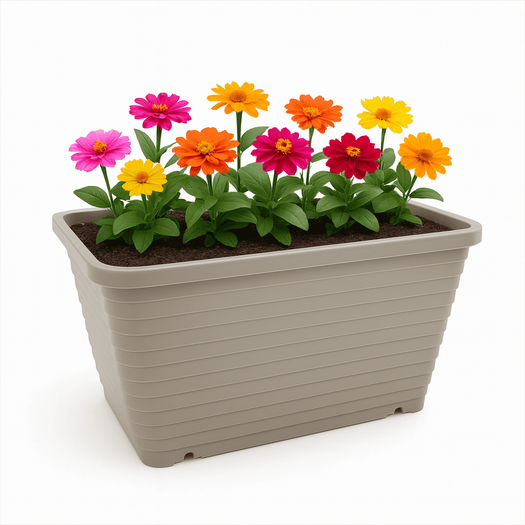 Gri Balkon Saksısı 6 Litre Saksı Çiçeklik