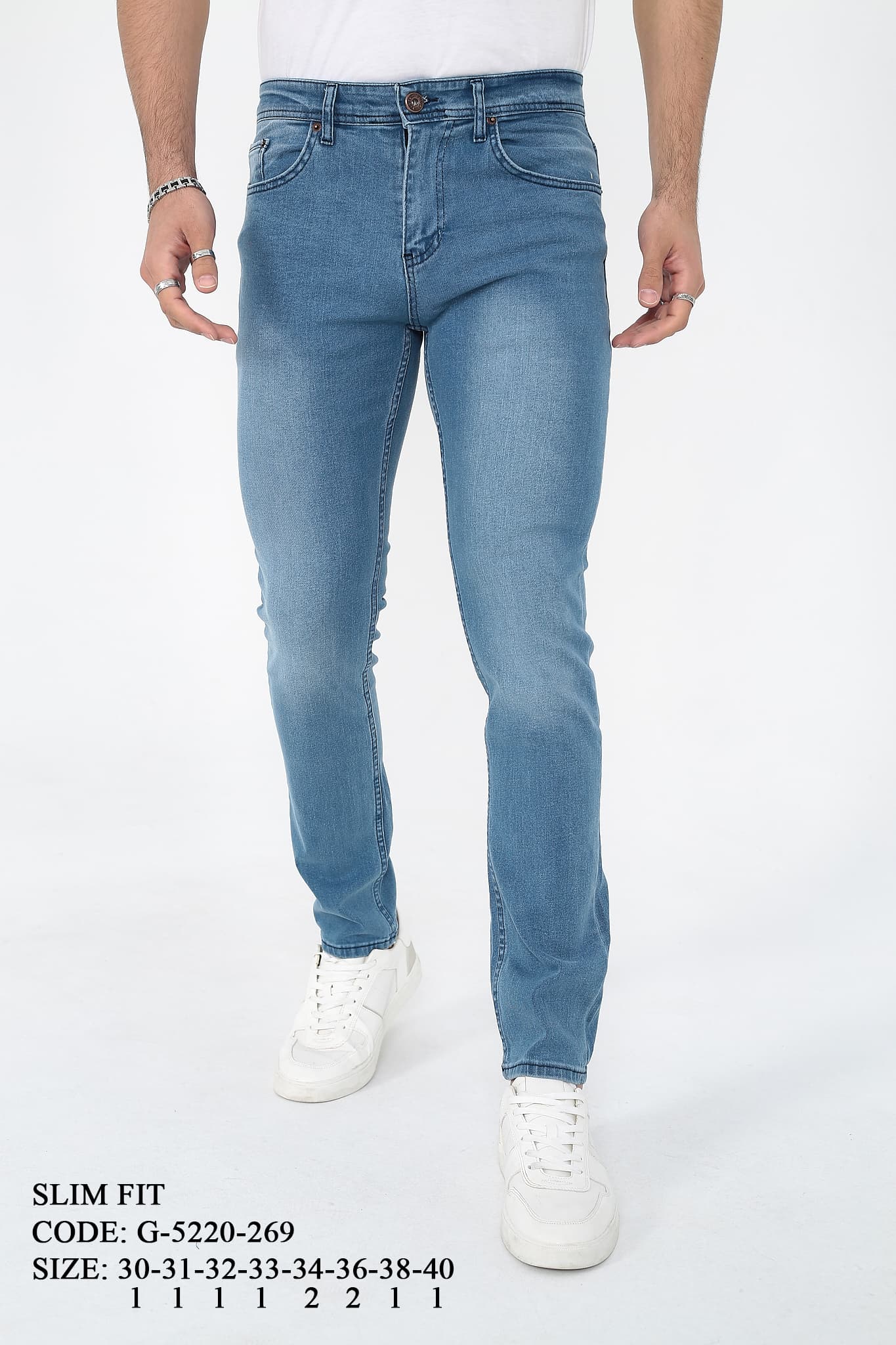 DVision Buz Mavi Erkek Kot Pantolon Slim - Görsel 1