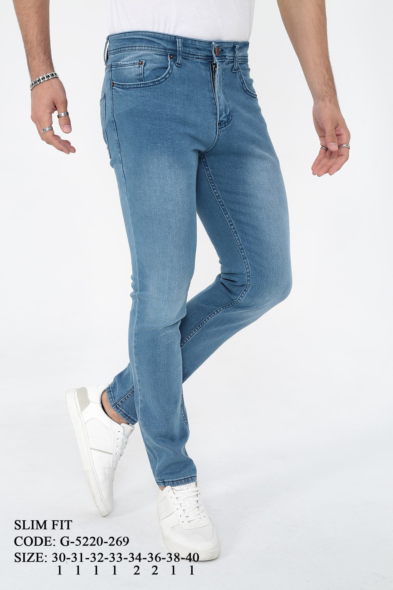 DVision Buz Mavi Erkek Kot Pantolon Slim - Görsel 3