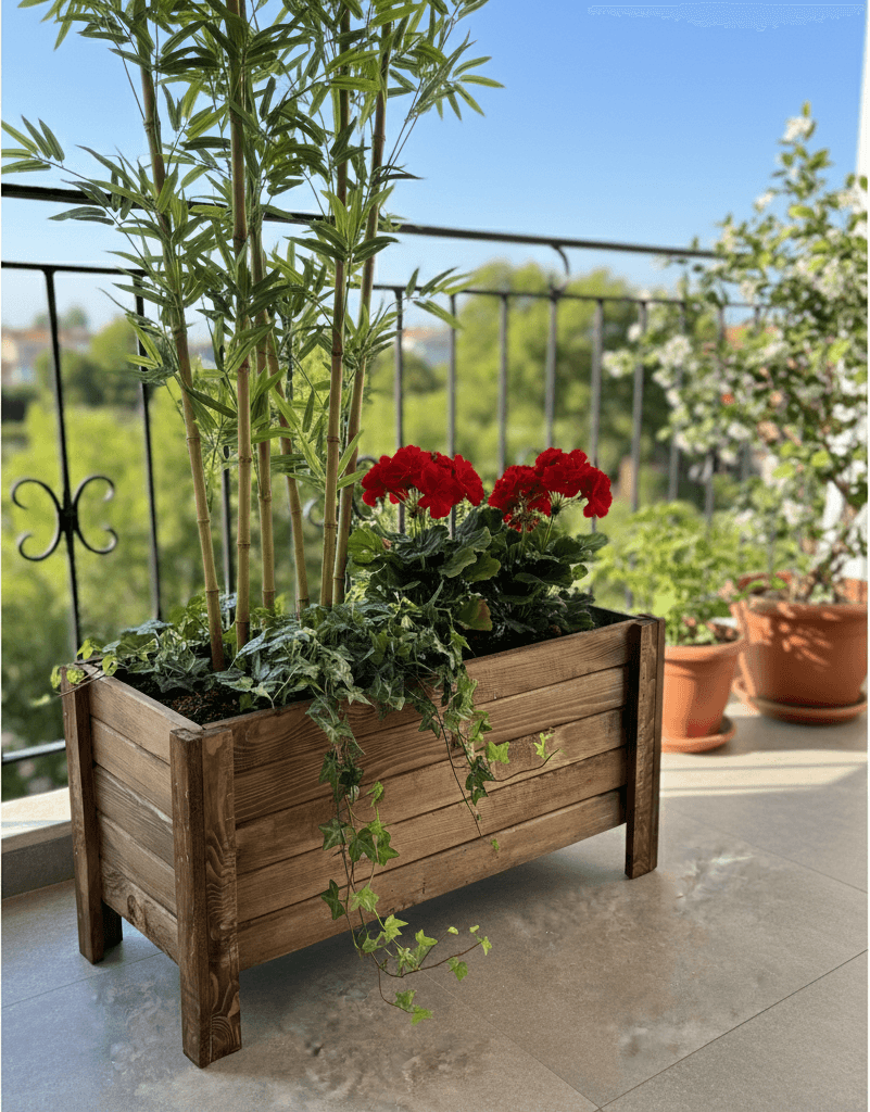 Ahşap Dış Mekan Büyük Boy Dekoratif Saksı