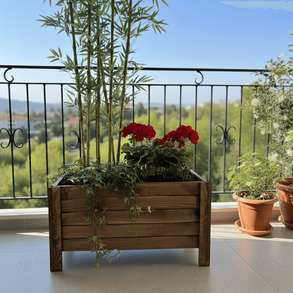 Ahşap Dış Mekan Büyük Boy Dekoratif Saksı