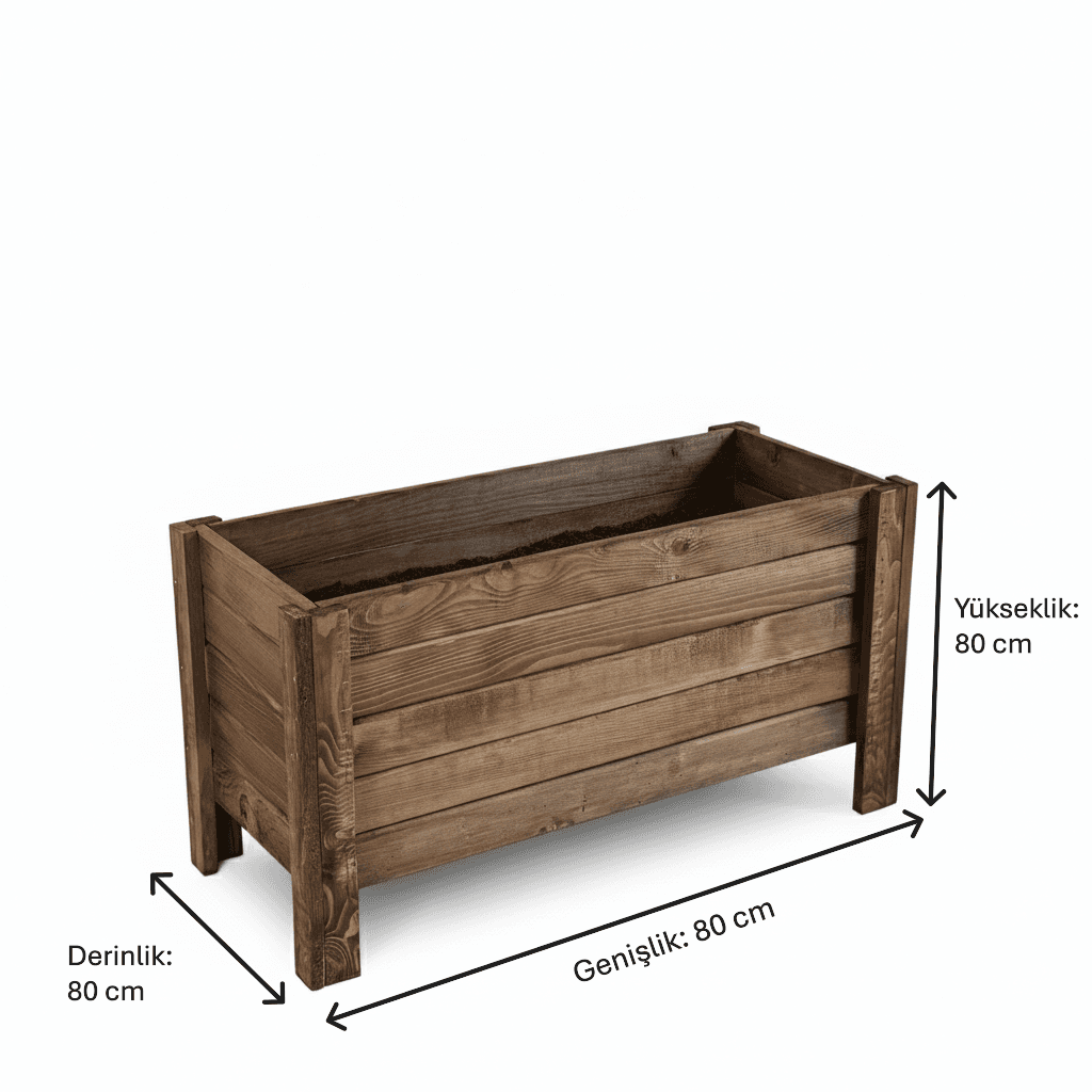 Ahşap Dış Mekan Büyük Boy Dekoratif Saksı