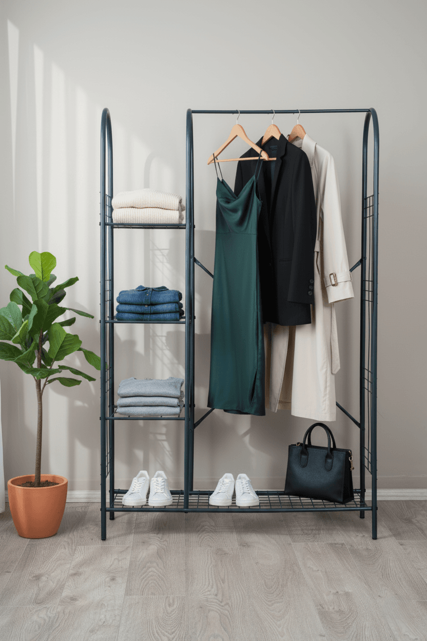 Açık Portmanto 5 Raflı Ayakkabılıklı Elbise Askısı